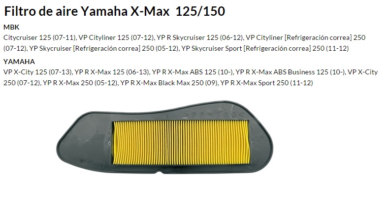 FILTRO AIRE TECNIUM YAMAHA XMAX 125/150