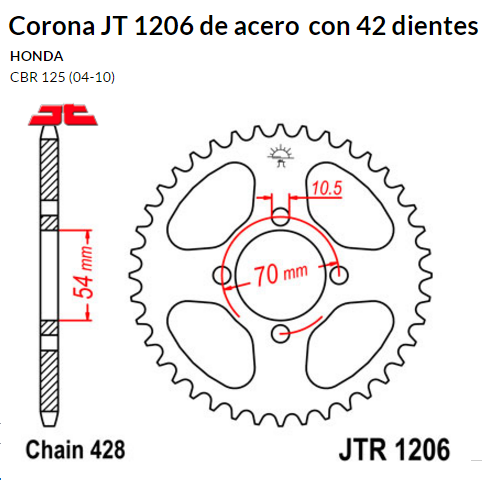 CORONA JT 1206 SUN 2044 42 dientes