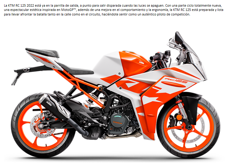 MOTO KTM 125 RC 2022