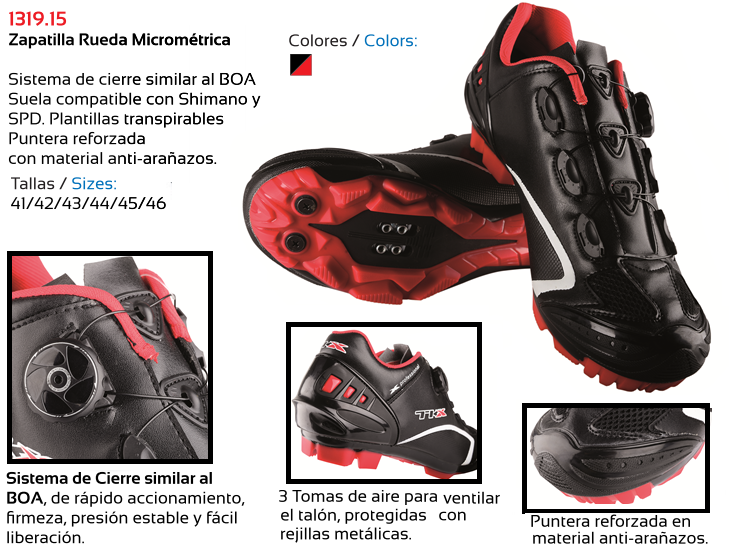 ZAPATILLAS TKX MTB PROFESIONAL CIERRE BOA NEGRO 44