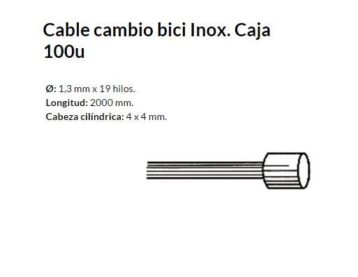 CABLE CAMBIO BICICLETA INOX 1.2 C100