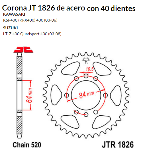 CORONA JT 1826 de acero con 40 dientes