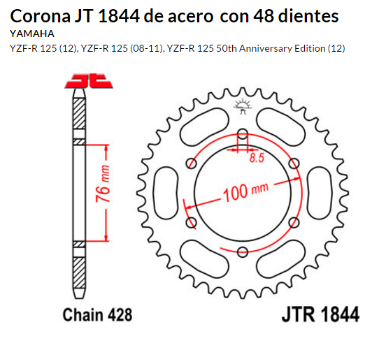 CORONA JT 1844 de acero con 48 dientes