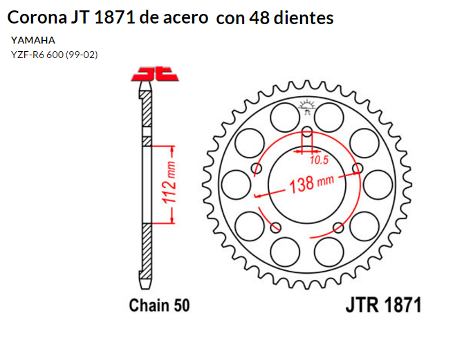 CORONA JT 1871 de acero con 48 dientes