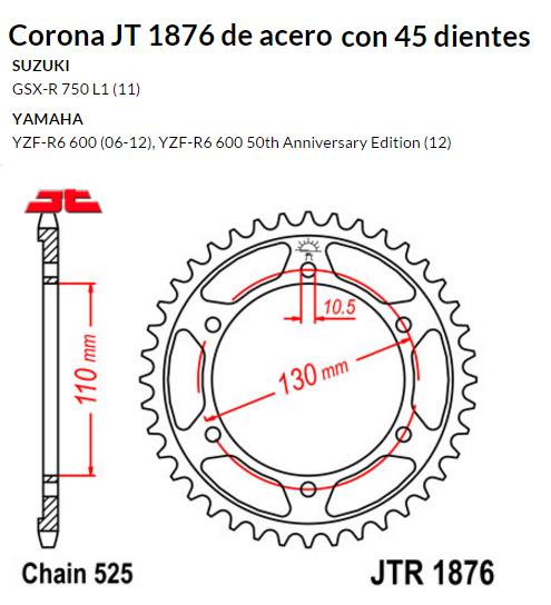 CORONA JT 1876 SUN 4474 45 dientes