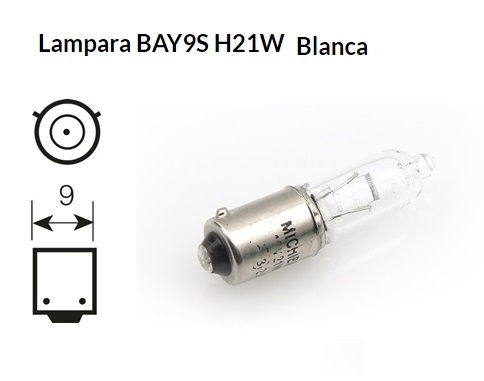 LAMPARA MOTO 12V 21W BAY9S BLANCA