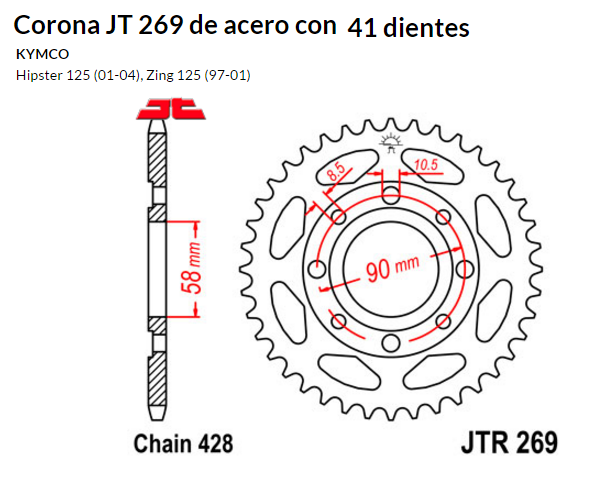 CORONA JT 269 de acero con 41 dientes