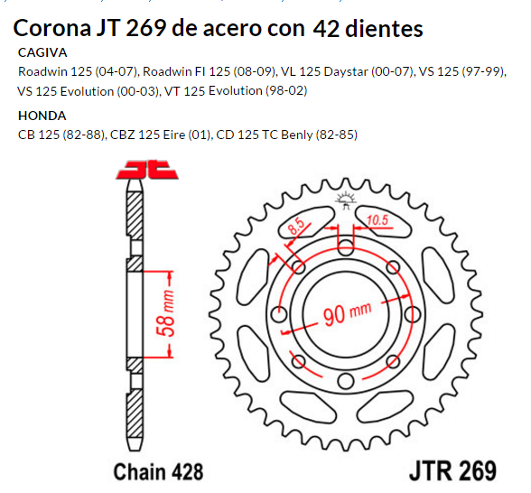 CORONA JT 269 de acero con 42 dientes