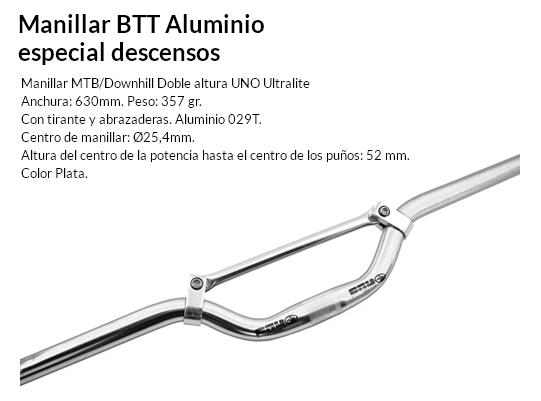 MANILLAR BICICLETA DESCENSO ALUMINIO 25,4 PLATA