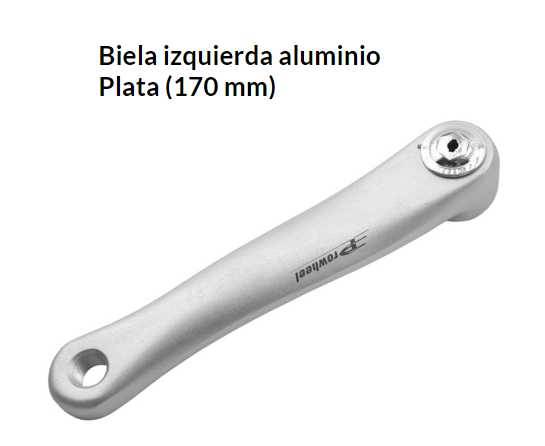 BIELA BICICLETA IZQUIERDA 170 MM. EJE CUADRADO PLATA SUNTOUR (340PL)