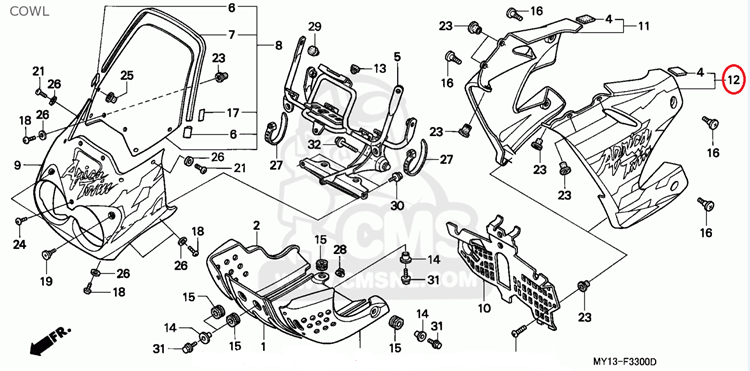 CARENADO LATERAL IZQUIERDO ORIGINAL HONDA XRV 750 AFRICA TWIN 1993 64250MY1000ZH