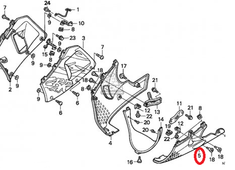 QUILLA IZQUIERDA ORIGINAL HONDA CBR900RR FIREBLADE 1996 64450MAS000ZC