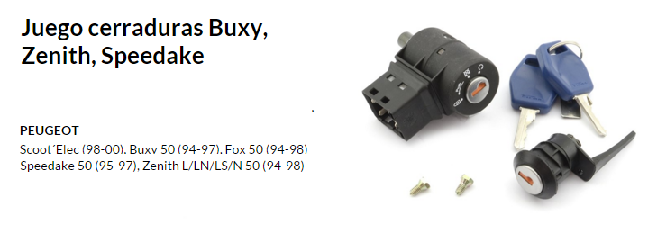 CERRADURA PEUGEOT BUXY-ZENITH-SPEED JUEGO