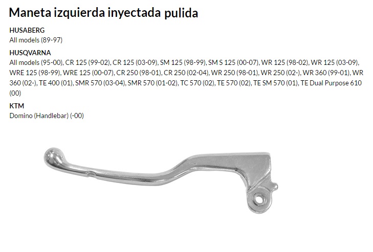 Maneta izquierda inyectada pulida