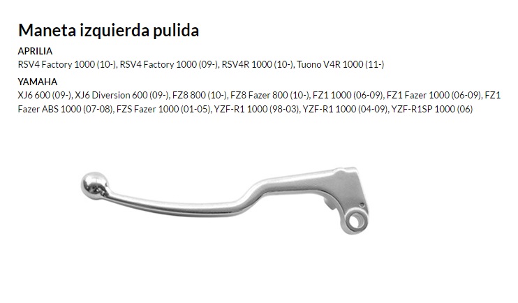 Maneta izquierda pulida