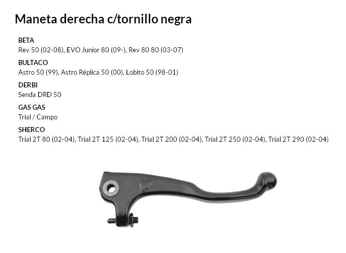 Maneta derecha c/tornillo negra