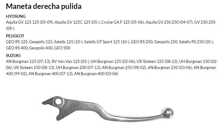 Maneta derecha pulida