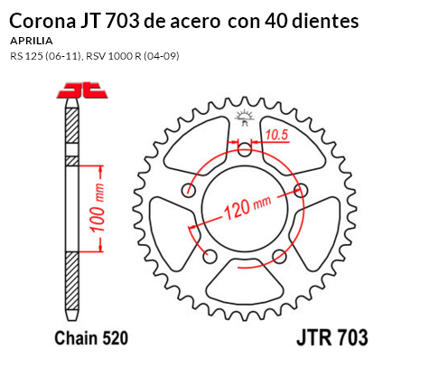 CORONA JT 703 de acero con 40 dientes