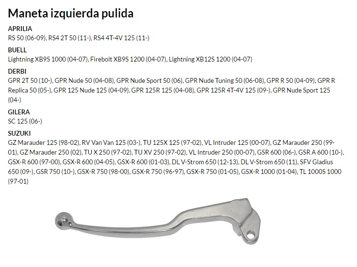 Maneta izquierda pulida