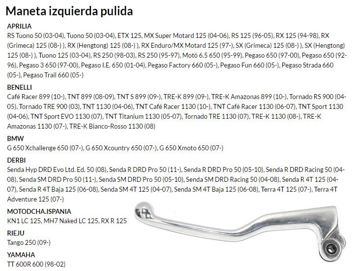 Maneta izquierda pulida