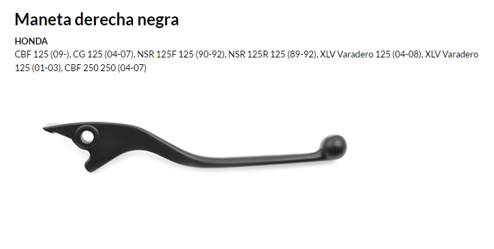 MANETA V PARTS DERECHA NEGRA