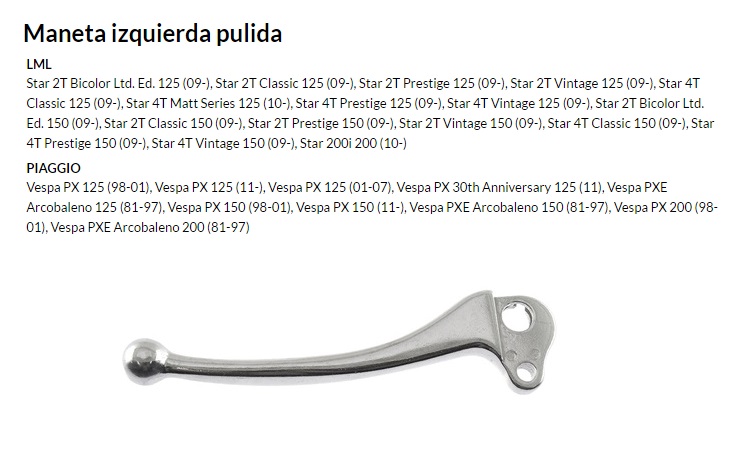 Maneta izquierda pulida