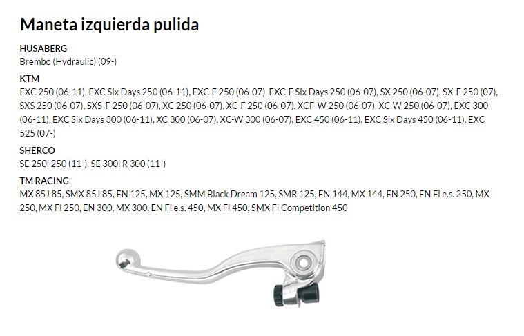Maneta izquierda pulida