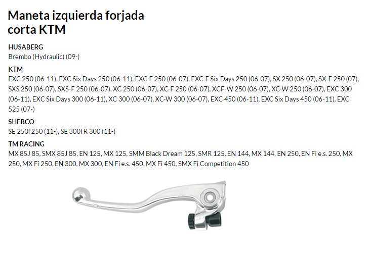 Maneta izquierda forjada corta KTM