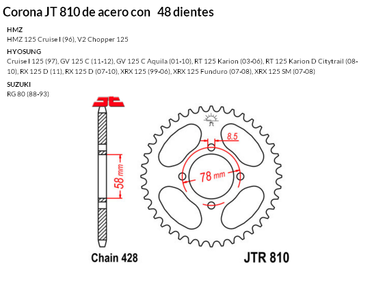 CORONA JT 810 de acero con 48 dientes