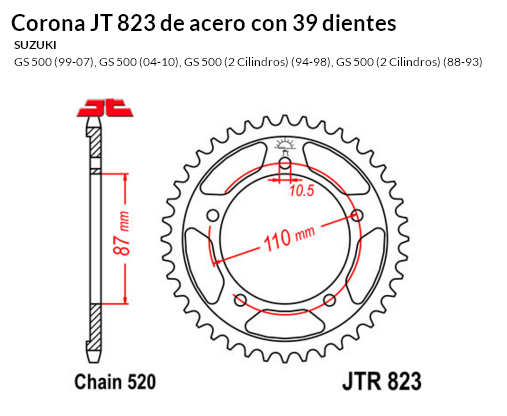 CORONA JT 823 SUN 3383 39 dientes