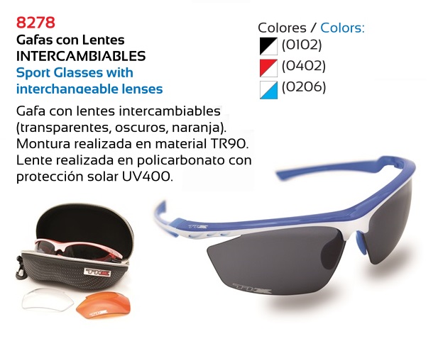 GAFAS BICICLETA TKX TR90 3 LENTES AZUL