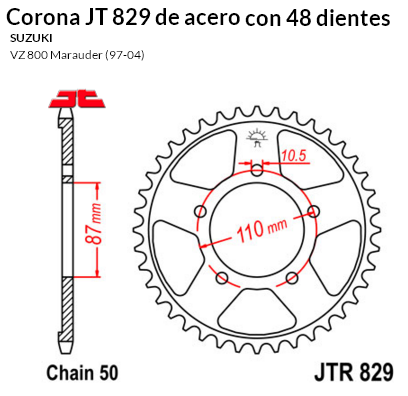 CORONA JT 829 de acero con 48 dientes