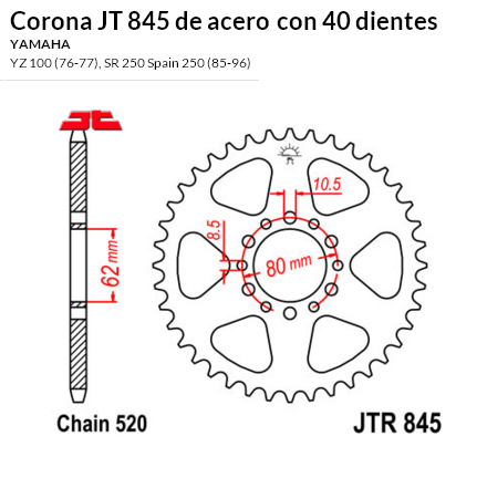 CORONA JT 845 de acero con 40 dientes