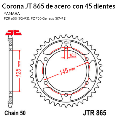 CORONA JT 865 de acero con 45 dientes