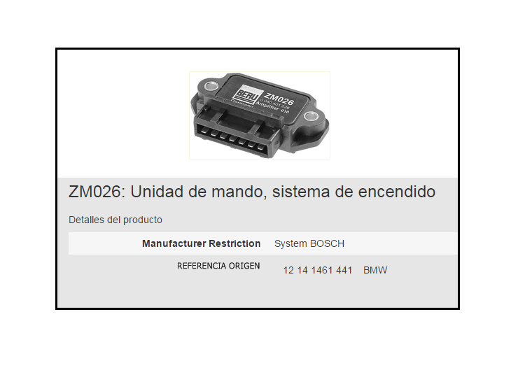 MODULO BERU ZM026 BMW