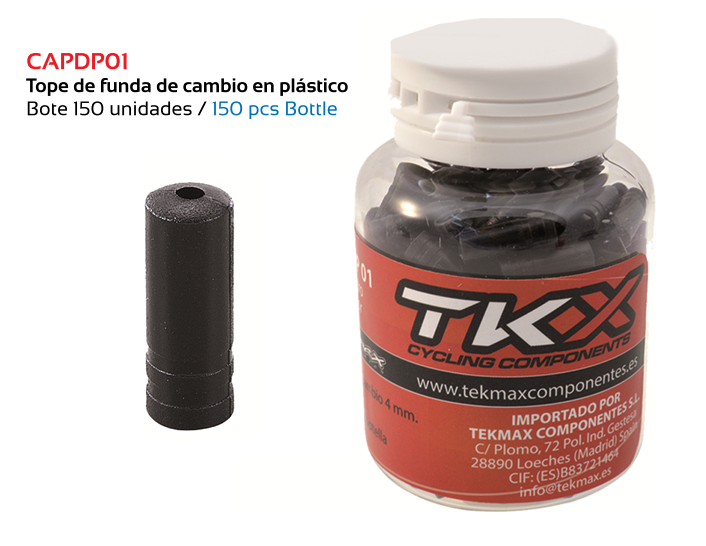 TOPE FUNDA CABLE CAMBIO BICICLETA TKX 4 MM PLASTICO NEGRO (BOTE 150)