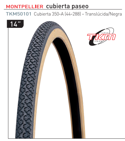 CUBIERTA BICICLETA TKM 350-A MONTPELIER TRANSLUCIDA-NEGRA