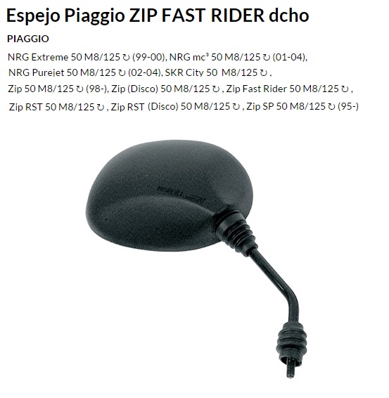 ESPEJO V PARTS E103D M8 PIAGGIO ZIP DERECHO