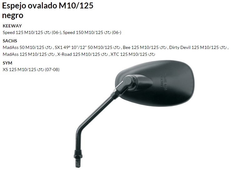 ESPEJO V PARTS E407 M10 OVALADO NEGRO AMBOS LADOS