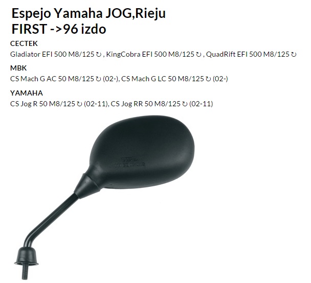 ESPEJO V PARTS EY101I M8 YAMAHA JOG IZQUIERDO