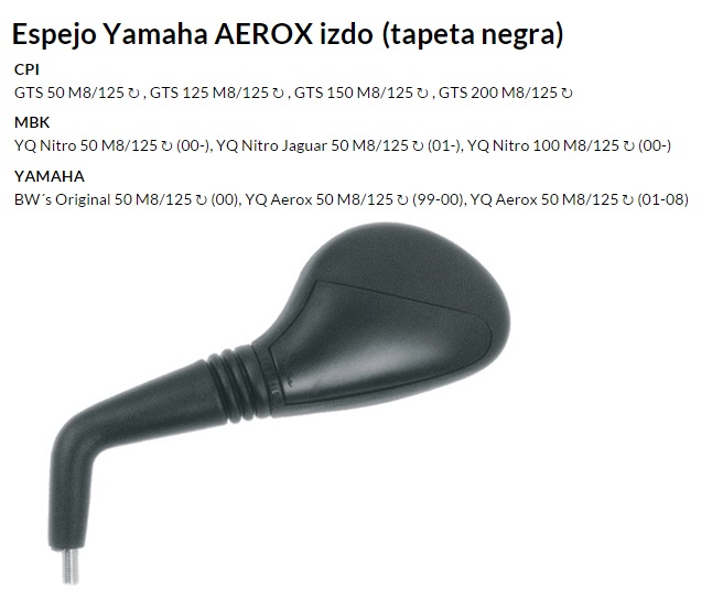 ESPEJO V PARTS EY490I M8 YAMAHA AEROX IZQUIERDO