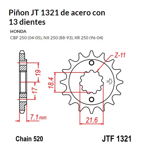 PION JT 1321 SUN 36113 13 dientes