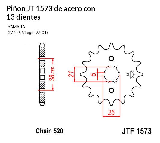 PION JT 1573 de acero con 13 dientes