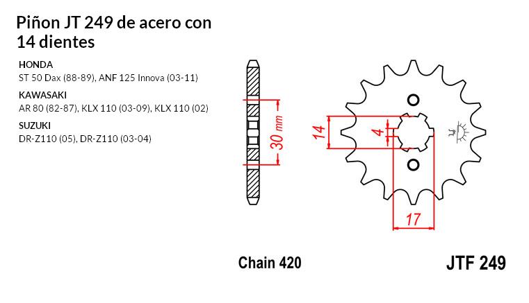 PION JT 249 de acero con 14 dientes