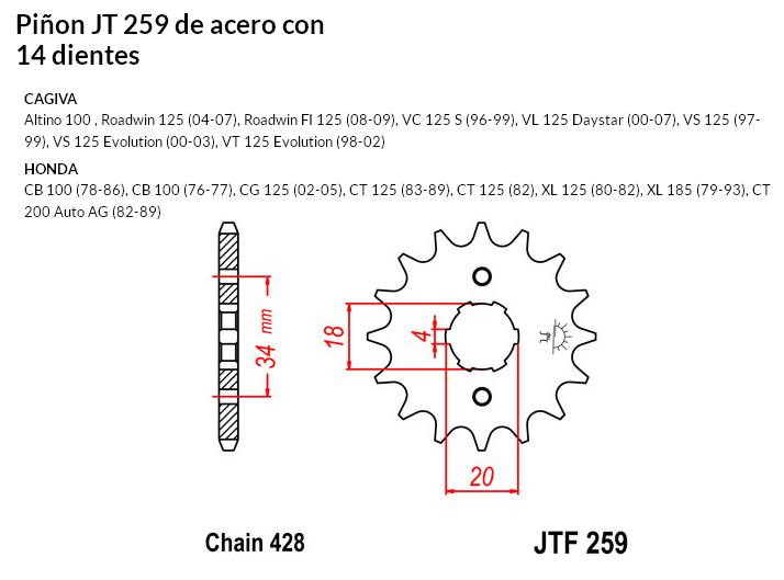 PION JT 259 SUN 20714 14 dientes