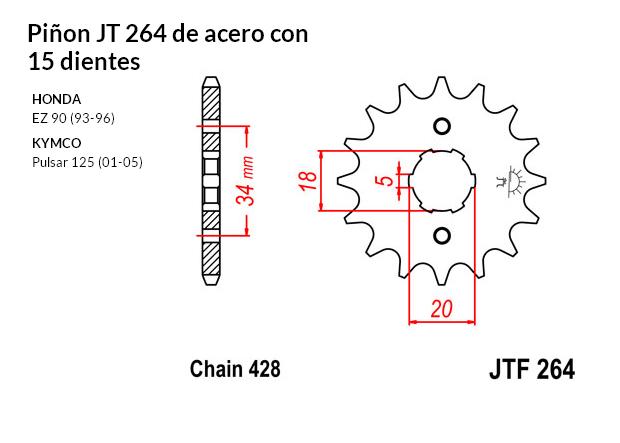 PION JT 264 de acero con 15 dientes