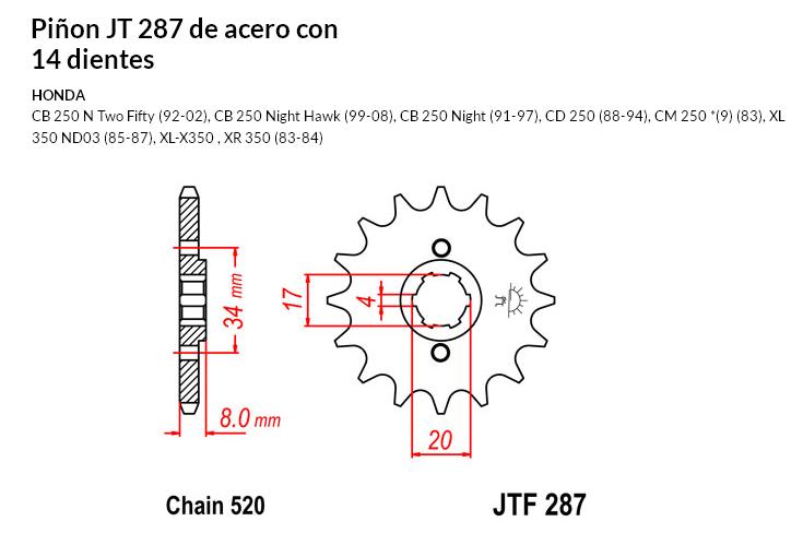 PION JT 287 SUN 30214 14 dientes