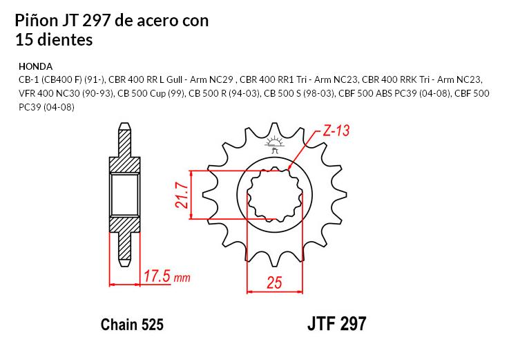 PION JT 297 SUN 40815 15 dientes