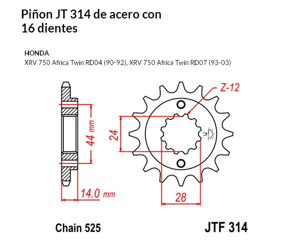 PION JT 314 de acero con 16 dientes