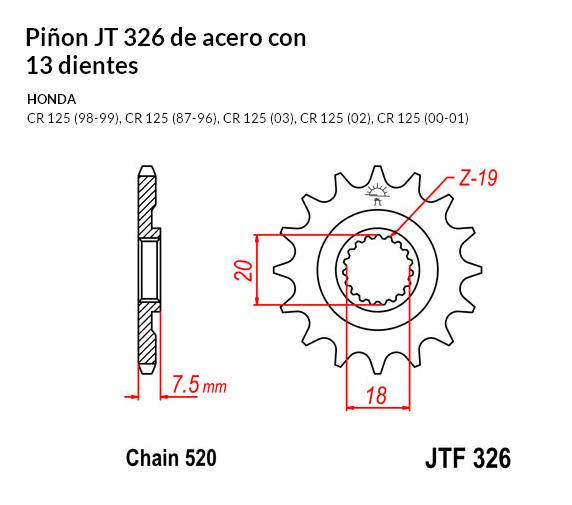 PION JT 326 de acero con 13 dientes
